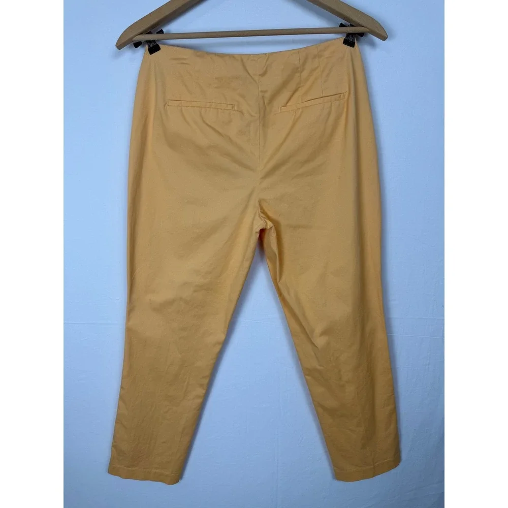 J. Jill Stretch Ankle Pants Womens 8 Yellow Side Zip Cotton Blend Slit Hem